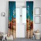 Sahara Algeria Window Curtain with Desert Camel Landscape and Islamic Motif Design