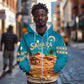 Sahara Algeria Zip Hoodie with Desert Camel Landscape and Islamic Motif Design