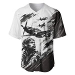 Personalized Tuskegee Airmen Baseball Jersey Black And White Grunge WWII Aviation Art
