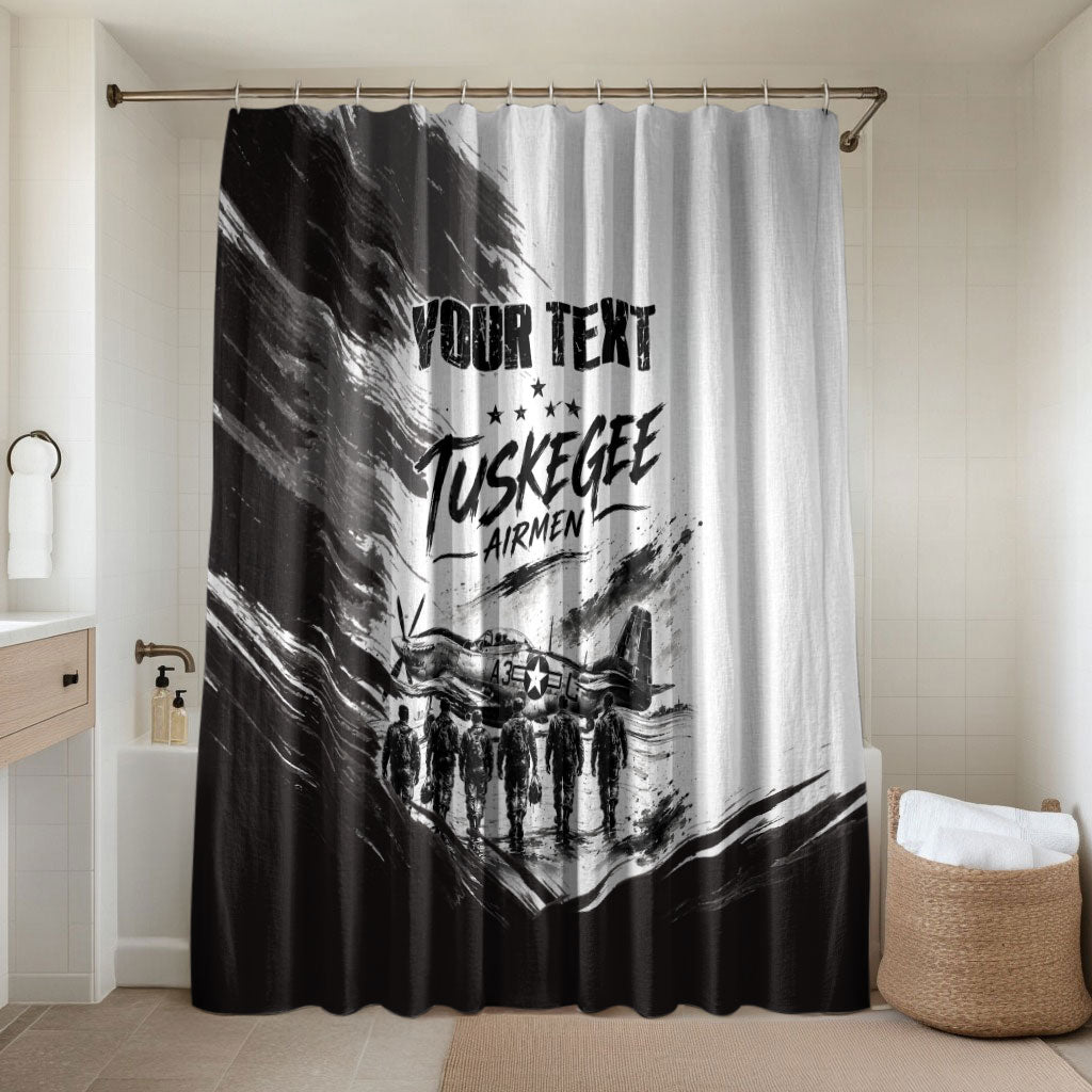 Personalized Tuskegee Airmen Bathroom Set Black And White Grunge WWII Aviation Art