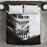 Personalized Tuskegee Airmen Bedding Set Black And White Grunge WWII Aviation Art