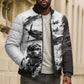 Personalized Tuskegee Airmen Bomber Puffer Jacket Black And White Grunge WWII Aviation Art