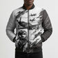 Personalized Tuskegee Airmen Bomber Puffer Jacket Black And White Grunge WWII Aviation Art