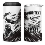 Personalized Tuskegee Airmen 4 in 1 Can Cooler Tumbler Black And White Grunge WWII Aviation Art