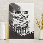 Personalized Tuskegee Airmen Canvas Wall Art Black And White Grunge WWII Aviation Art