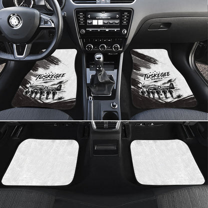 Personalized Tuskegee Airmen Car Mats Black And White Grunge WWII Aviation Art