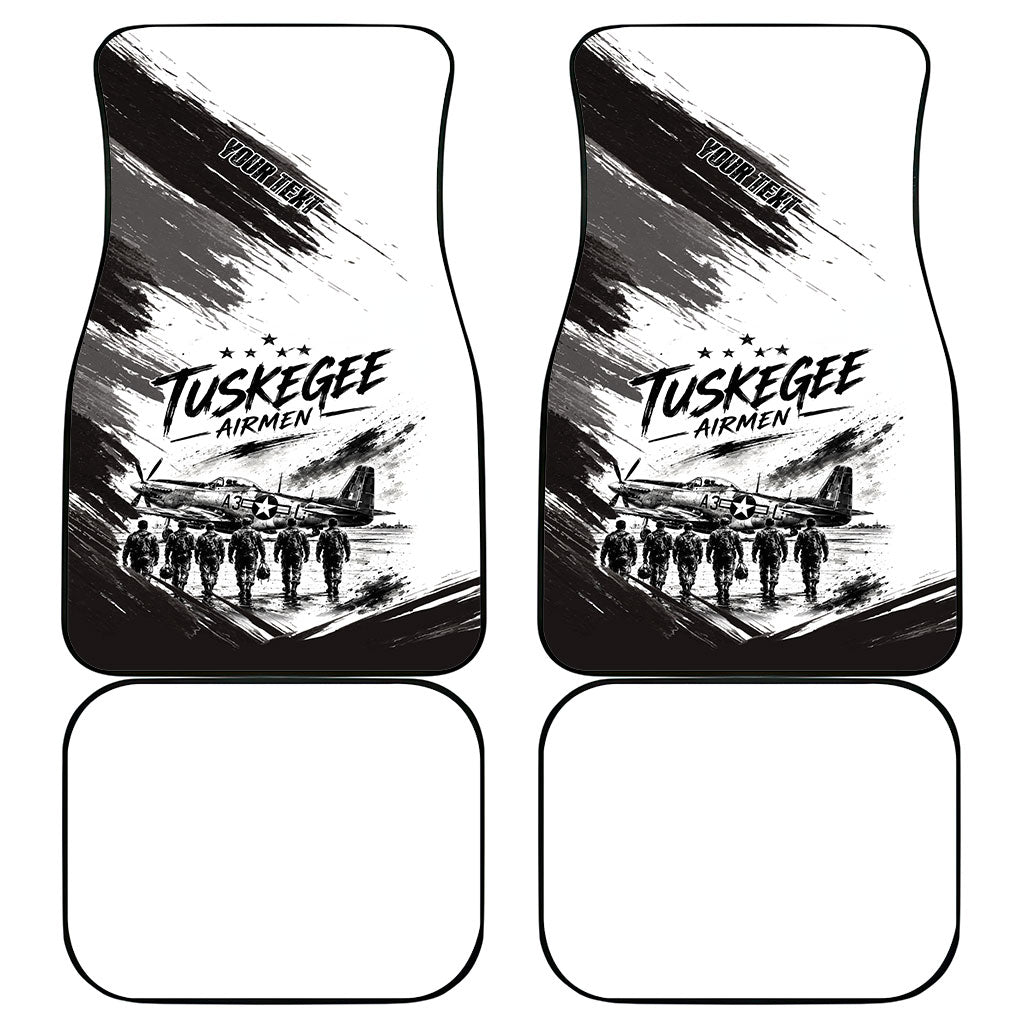 Personalized Tuskegee Airmen Car Mats Black And White Grunge WWII Aviation Art