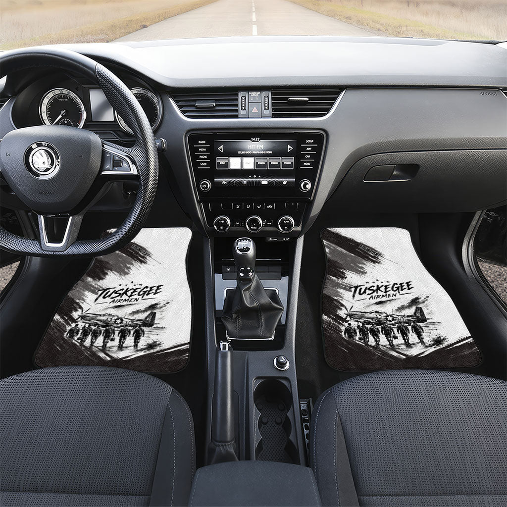 Personalized Tuskegee Airmen Car Mats Black And White Grunge WWII Aviation Art