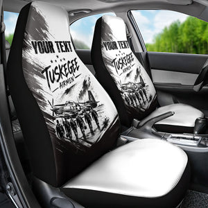 Personalized Tuskegee Airmen Car Seat Cover Black And White Grunge WWII Aviation Art