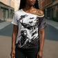 Personalized Tuskegee Airmen Cross Shoulder Shirt Black And White Grunge WWII Aviation Art