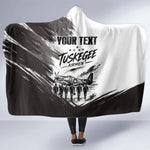 Personalized Tuskegee Airmen Hooded Blanket Black And White Grunge WWII Aviation Art