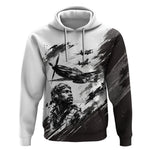 Personalized Tuskegee Airmen Hoodie Black And White Grunge WWII Aviation Art