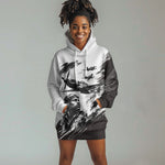 Personalized Tuskegee Airmen Hoodie Dress Black And White Grunge WWII Aviation Art