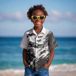 Personalized Tuskegee Airmen Kid Hawaiian Shirt Black And White Grunge WWII Aviation Art