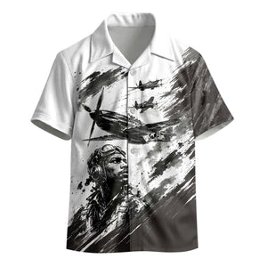 Personalized Tuskegee Airmen Kid Hawaiian Shirt Black And White Grunge WWII Aviation Art