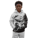 Personalized Tuskegee Airmen Kid Hoodie Black And White Grunge WWII Aviation Art