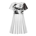 Personalized Tuskegee Airmen Kid Short Sleeve Dress Black And White Grunge WWII Aviation Art