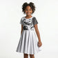Personalized Tuskegee Airmen Kid Short Sleeve Dress Black And White Grunge WWII Aviation Art