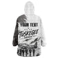 Personalized Tuskegee Airmen Kid Wearable Blanket Hoodie Black And White Grunge WWII Aviation Art