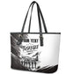 Personalized Tuskegee Airmen Leather Tote Bag Black And White Grunge WWII Aviation Art