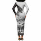 Personalized Tuskegee Airmen Long Sleeve Bodycon Dress Black And White Grunge WWII Aviation Art
