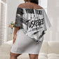Personalized Tuskegee Airmen Off Shoulder Short Dress Black And White Grunge WWII Aviation Art