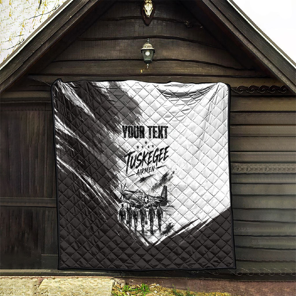 Personalized Tuskegee Airmen Quilt Black And White Grunge WWII Aviation Art