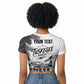 Personalized Tuskegee Airmen Raglan Cropped T shirt Black And White Grunge WWII Aviation Art
