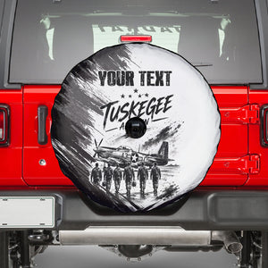 Personalized Tuskegee Airmen Spare Tire Cover Black And White Grunge WWII Aviation Art