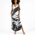 Personalized Tuskegee Airmen Summer Maxi Dress Black And White Grunge WWII Aviation Art