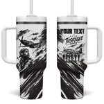 Personalized Tuskegee Airmen Tumbler With Handle Black And White Grunge WWII Aviation Art