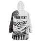 Personalized Tuskegee Airmen Wearable Blanket Hoodie Black And White Grunge WWII Aviation Art