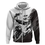 Personalized Tuskegee Airmen Zip Hoodie Black And White Grunge WWII Aviation Art