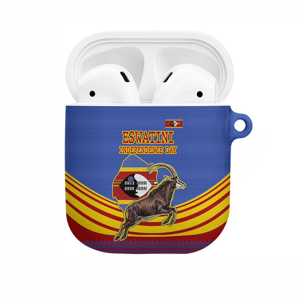 Eswatini Independence Day AirPods Case Sable Antelope - Aloe Succulent - Flag Shield