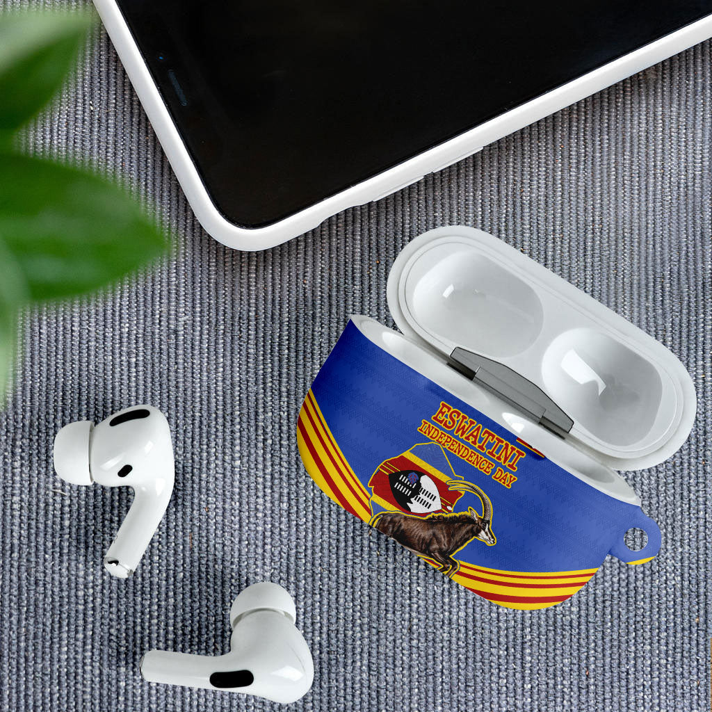 Eswatini Independence Day AirPods Case Sable Antelope - Aloe Succulent - Flag Shield