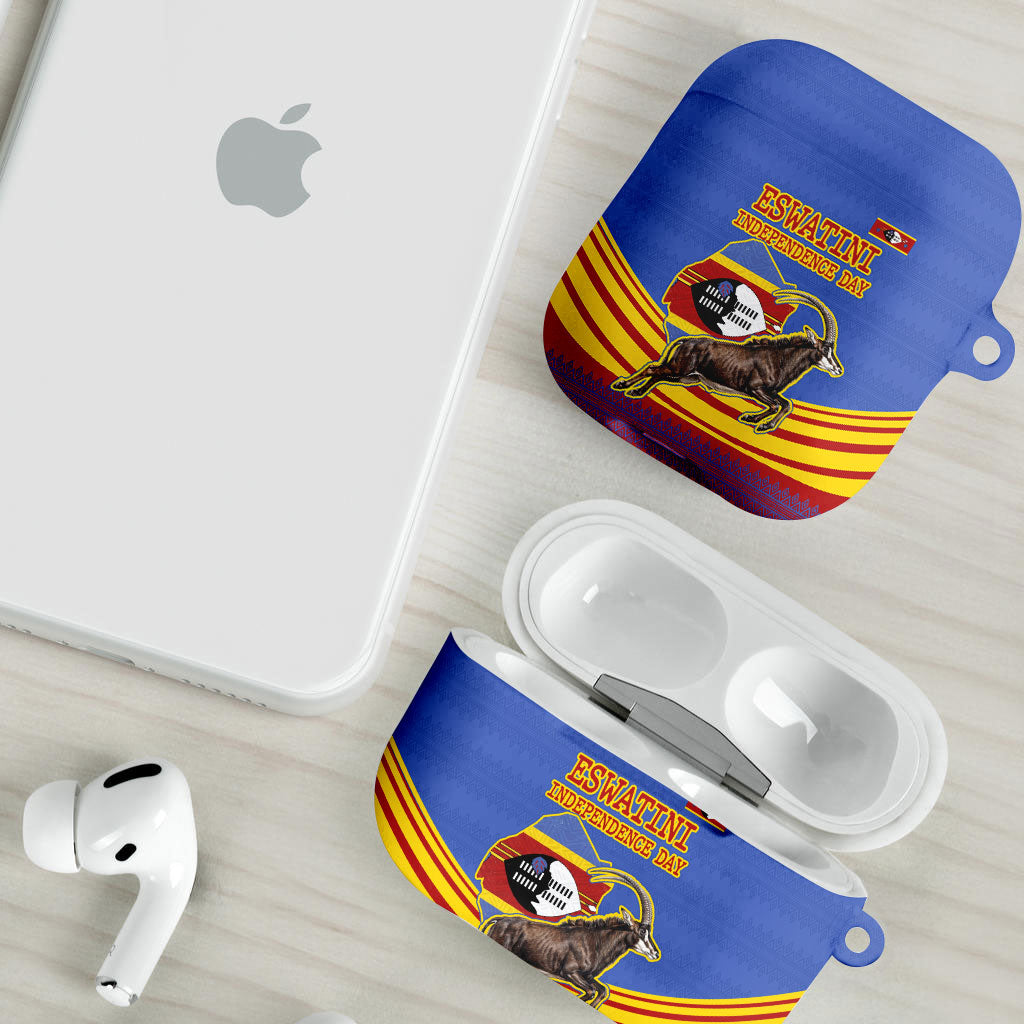 Eswatini Independence Day AirPods Case Sable Antelope - Aloe Succulent - Flag Shield