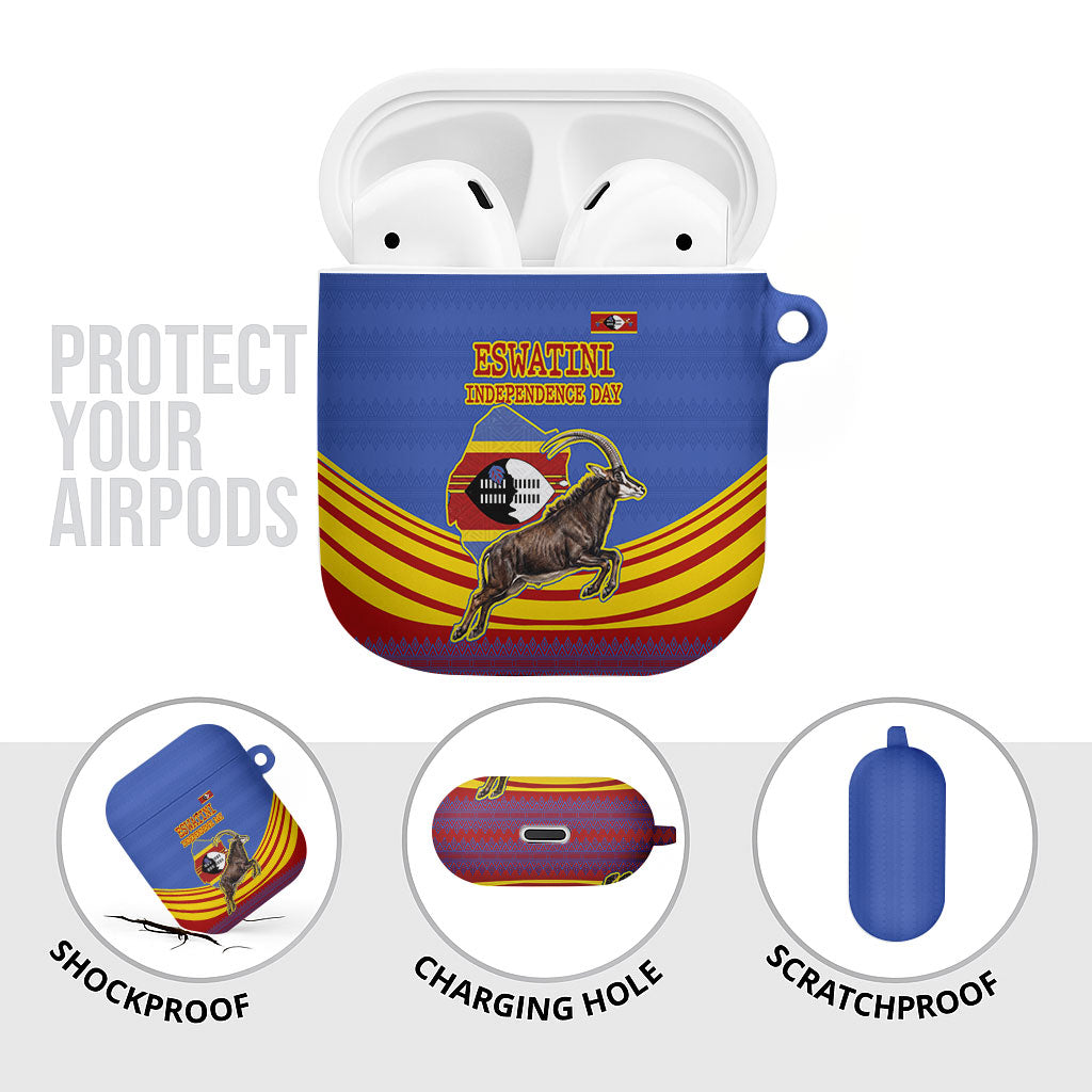 Eswatini Independence Day AirPods Case Sable Antelope - Aloe Succulent - Flag Shield
