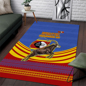 Eswatini Independence Day Area Rug Sable Antelope - Aloe Succulent - Flag Shield