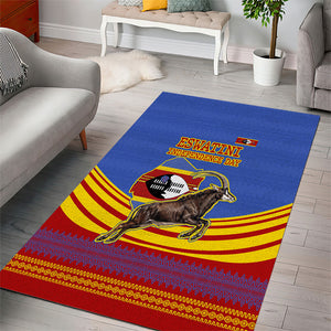 Eswatini Independence Day Area Rug Sable Antelope - Aloe Succulent - Flag Shield