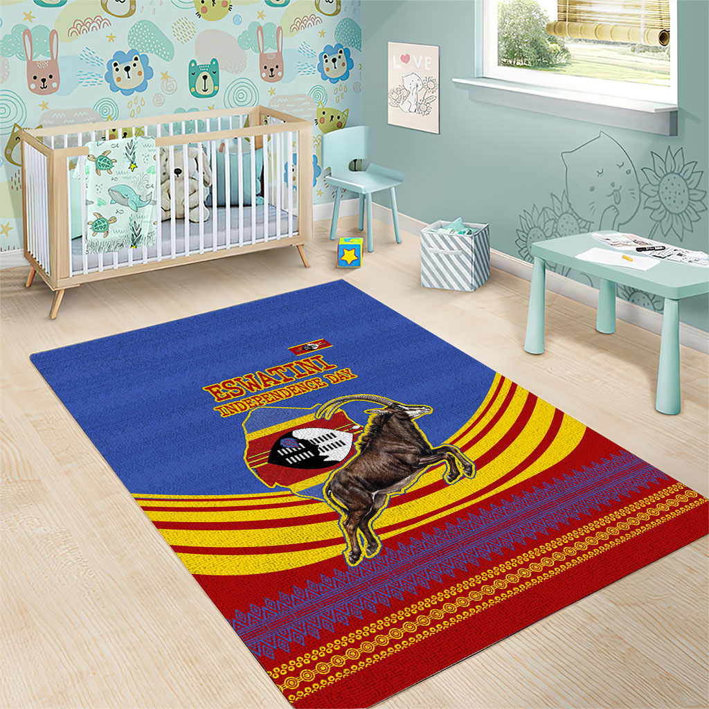 Eswatini Independence Day Area Rug Sable Antelope - Aloe Succulent - Flag Shield