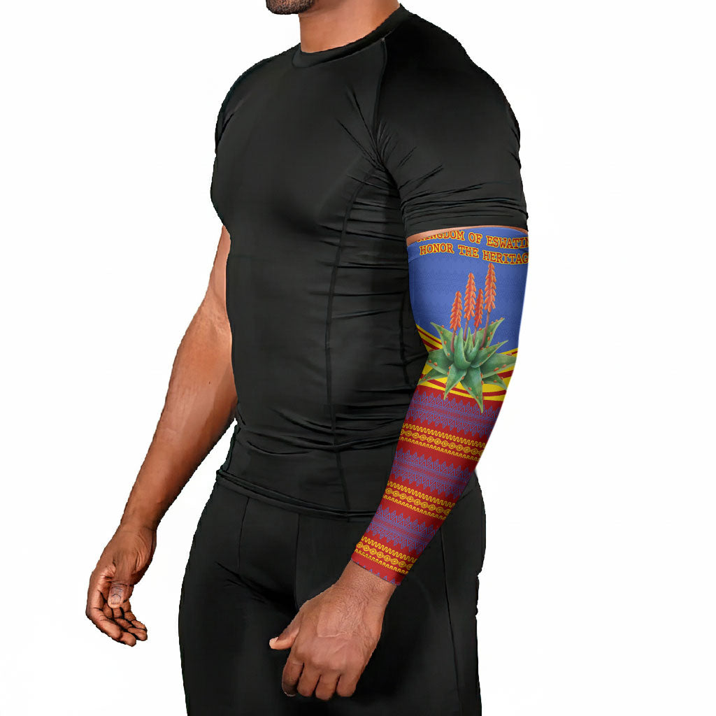 Eswatini Independence Day Arm Sleeves Sable Antelope - Aloe Succulent - Flag Shield