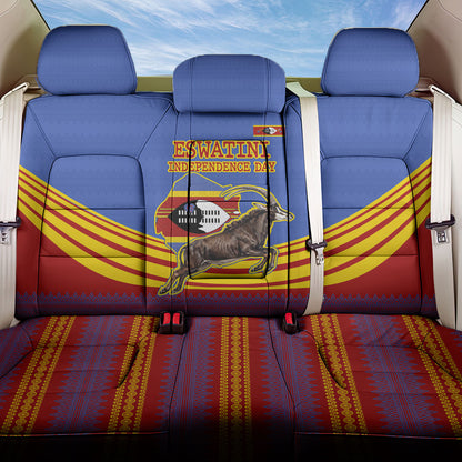 Eswatini Independence Day Back Car Seat Cover Sable Antelope - Aloe Succulent - Flag Shield