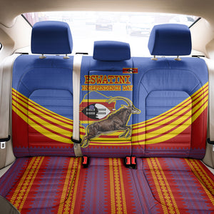 Eswatini Independence Day Back Car Seat Cover Sable Antelope - Aloe Succulent - Flag Shield