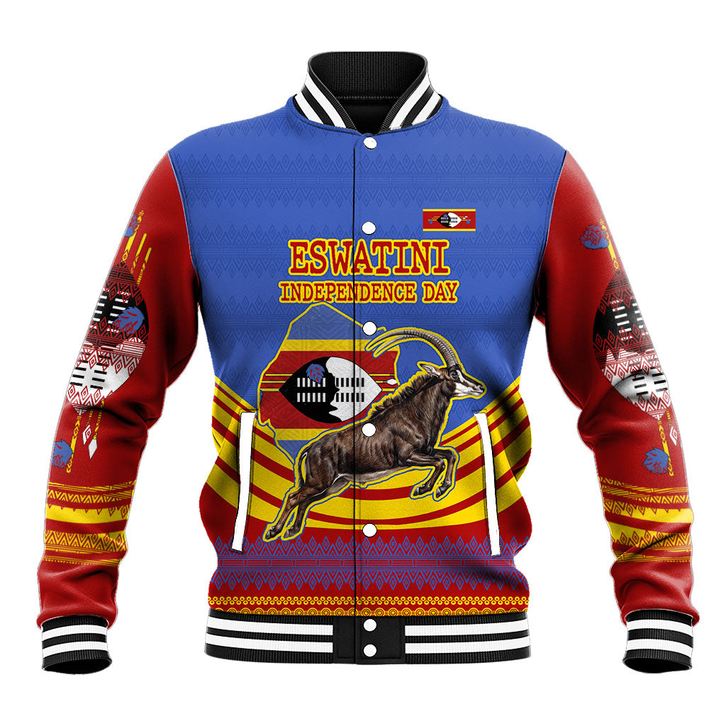 Eswatini Independence Day Baseball Jacket Sable Antelope - Aloe Succulent - Flag Shield