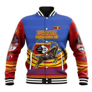 Eswatini Independence Day Baseball Jacket Sable Antelope - Aloe Succulent - Flag Shield