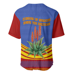 Eswatini Independence Day Baseball Jersey Sable Antelope - Aloe Succulent - Flag Shield