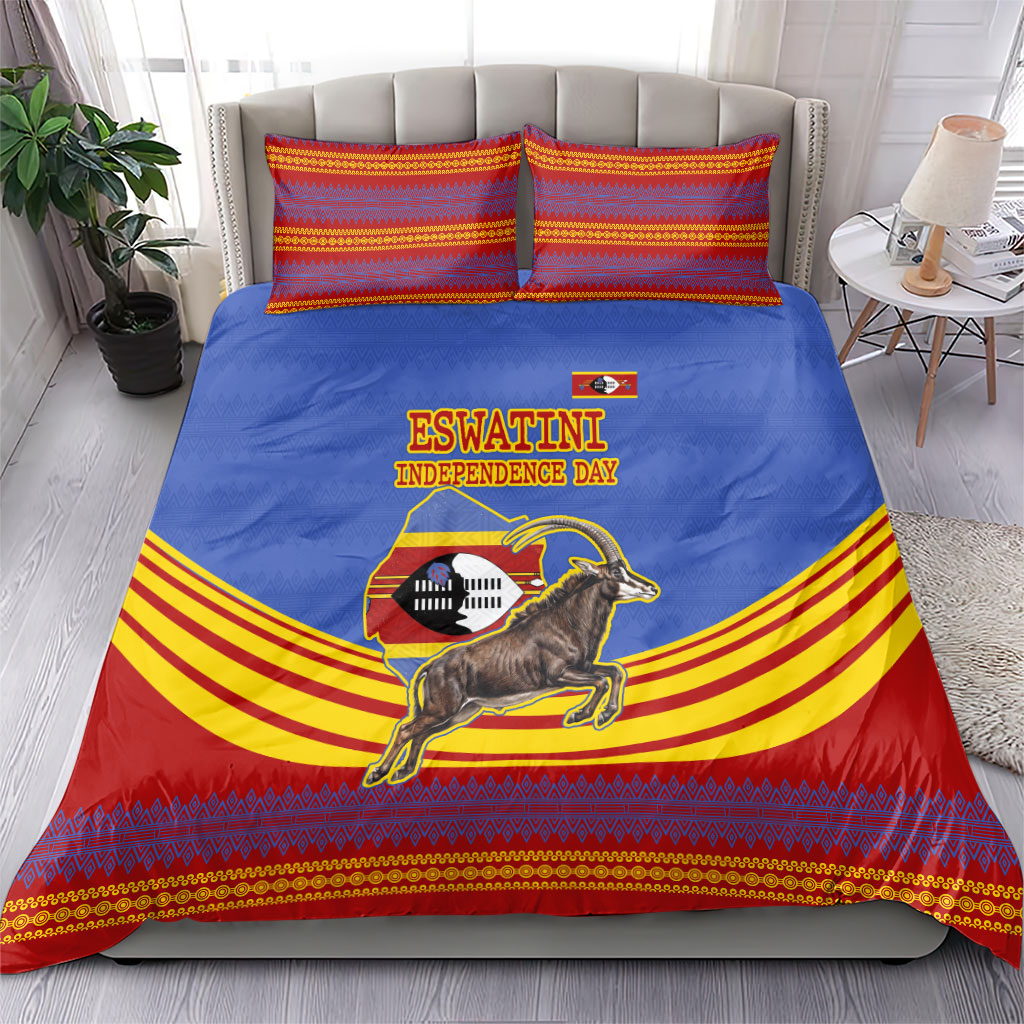 Eswatini Independence Day Bedding Set Sable Antelope - Aloe Succulent - Flag Shield