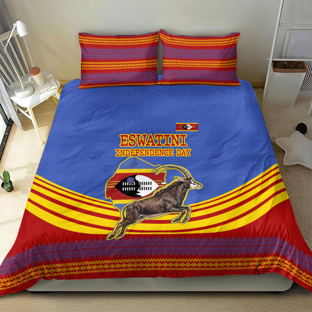 Eswatini Independence Day Bedding Set Sable Antelope - Aloe Succulent - Flag Shield