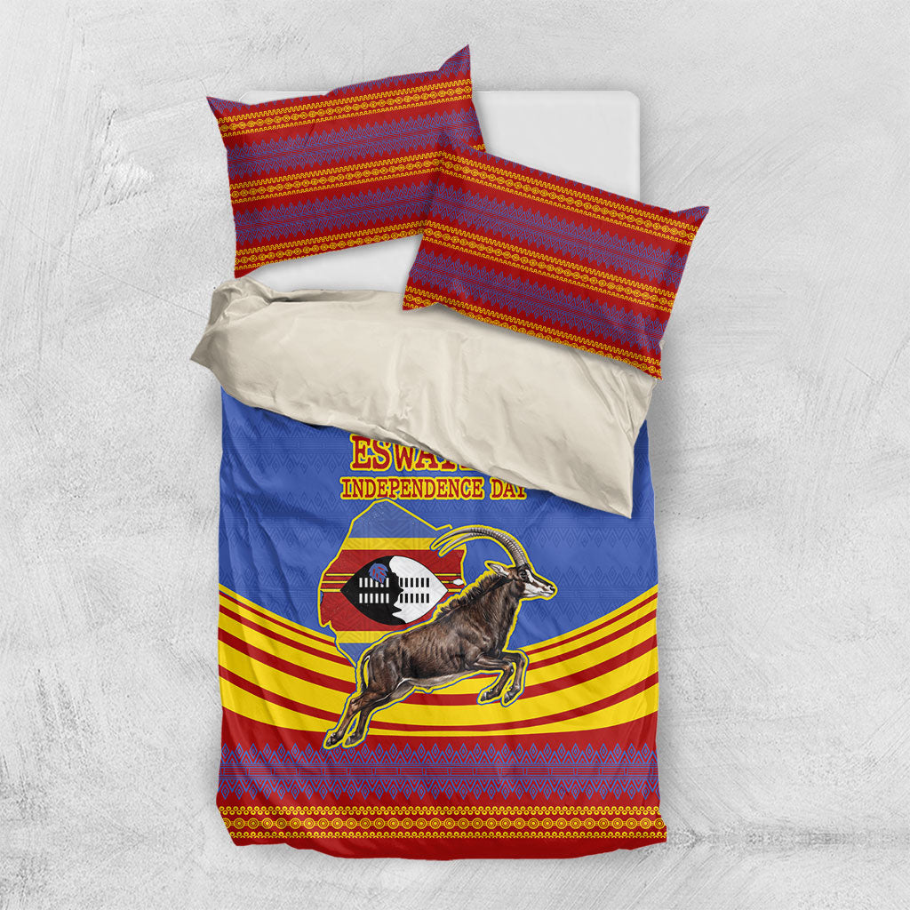 Eswatini Independence Day Bedding Set Sable Antelope - Aloe Succulent - Flag Shield