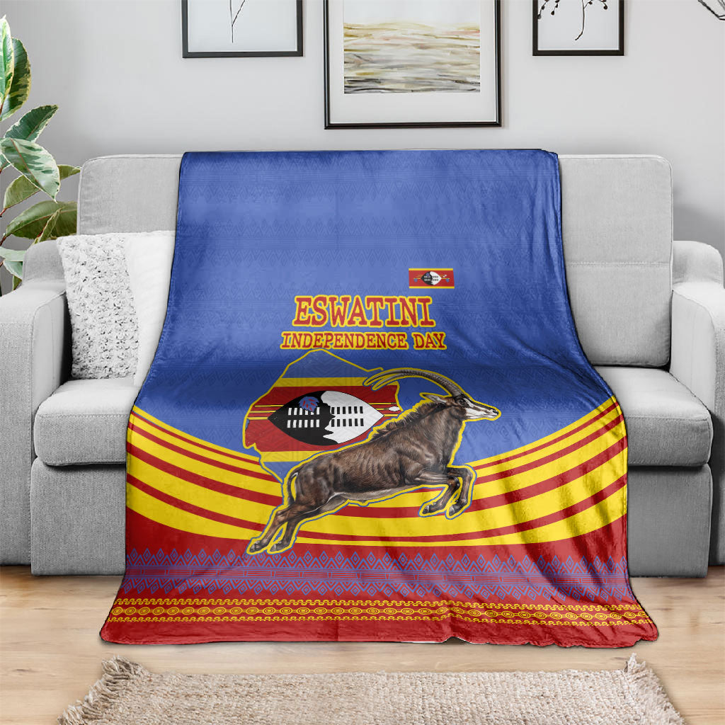Eswatini Independence Day Blanket Sable Antelope - Aloe Succulent - Flag Shield